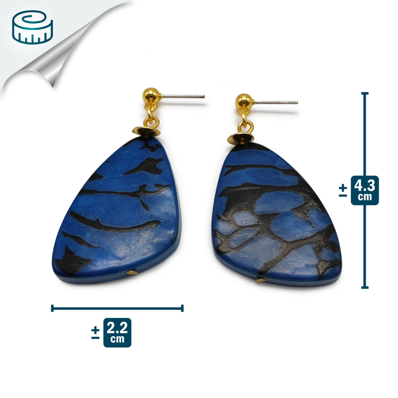 BRINCOS MARIPOSA - Feitos à mão - Banhados a ouro de 24 quilates - Tagua (marfim vegetal)