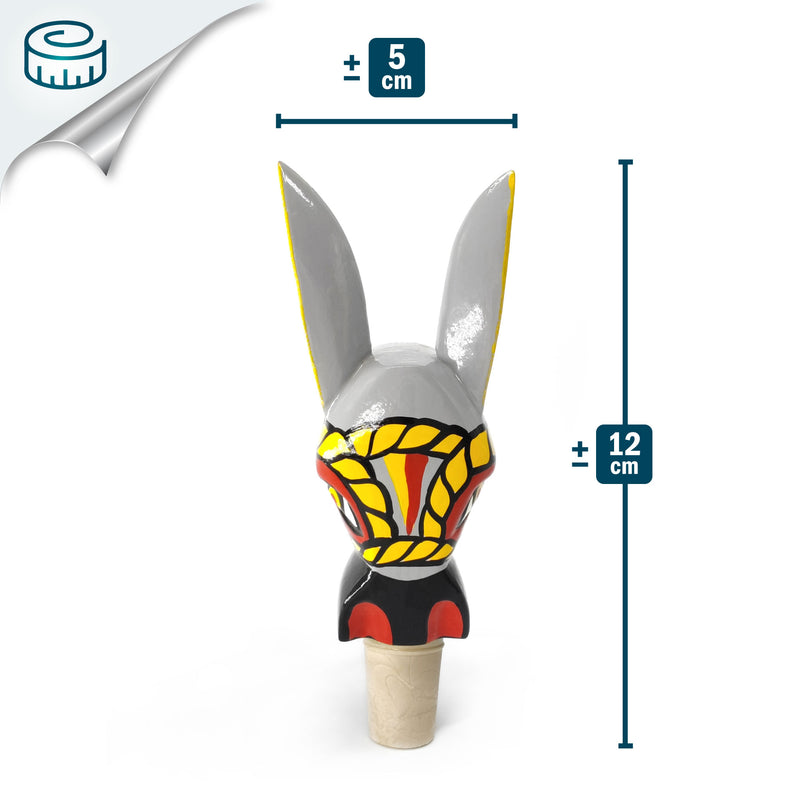 DECORATIVE BOTTLE STOPPER - The carnival donkey - Hand-carved and painted wood