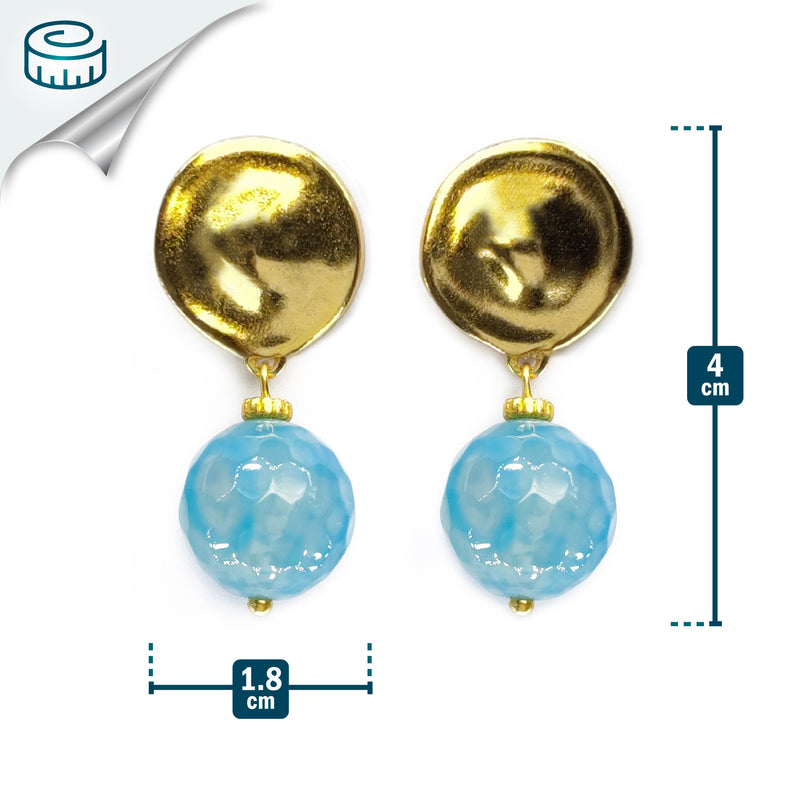 BRINCOS CALIMA - Feitos à mão - Banhados a ouro de 24 quilates - Ágata