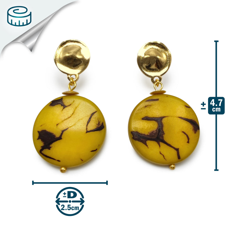 SOLISE EARRINGS - Handmade - 24K gold-plated - Tagua (vegetable ivory)