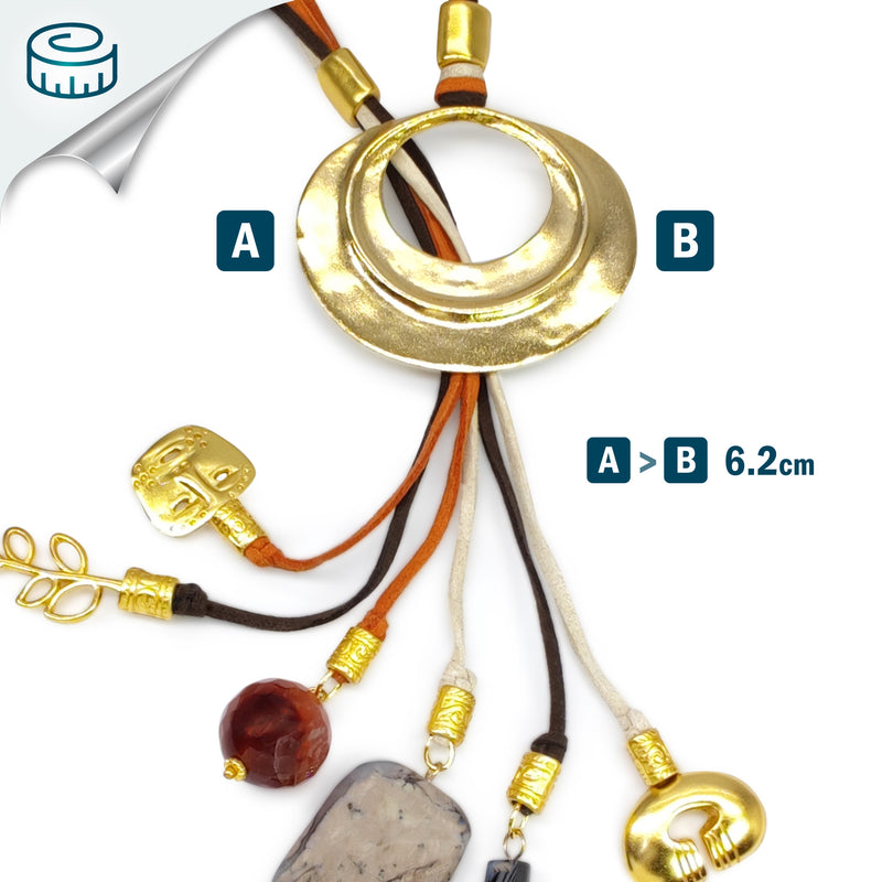 CORDÚLA NECKLACE - Handmade - 24K gold-plated - Leather, semi-precious stones