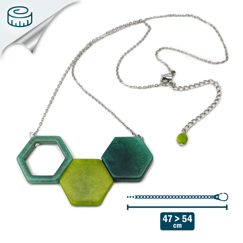TRIPTYCH NECKLACE - Handmade - Stainless steel - Tagua (vegetable ivory)
