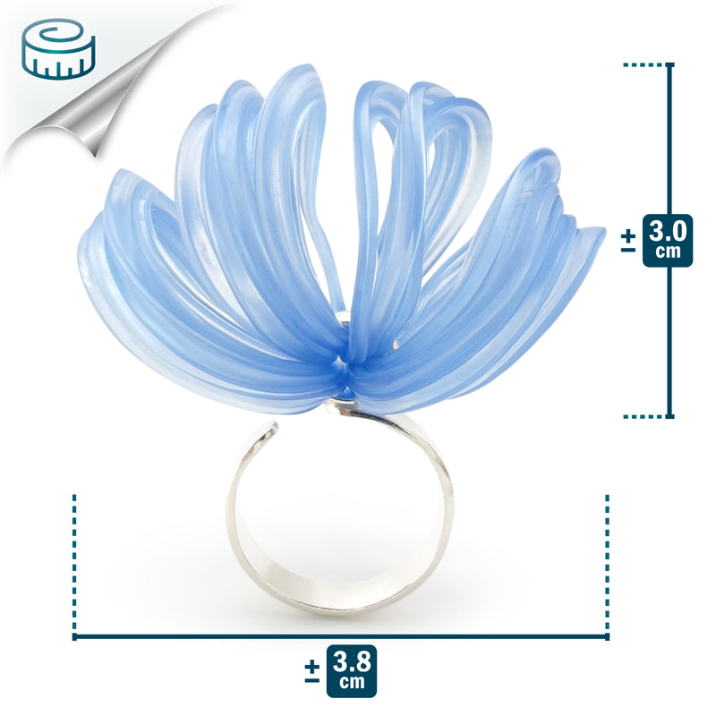 ECOBLOOM RING - Handmade - Adjustable - Sterling silver 925 - Recycled bottle cap plastic liners