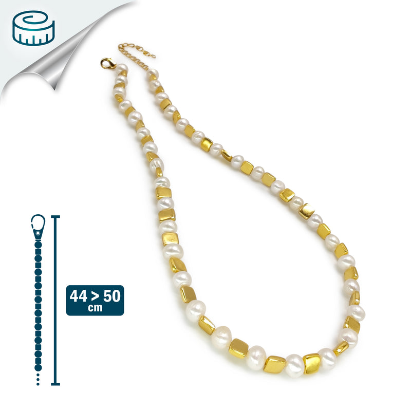 COLAR DORA - Feito à mão - Banhado a ouro de 24 quilates - Pérolas cultivadas