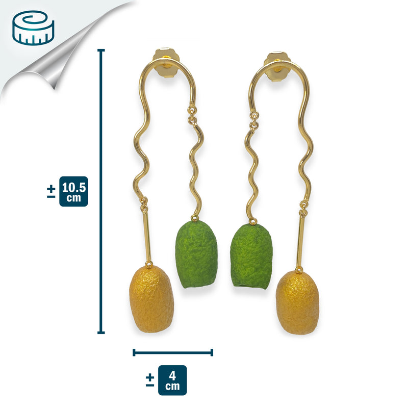 COCOON TWIN EARRINGS - Handmade - 24K gold-plated - Silk cocoons