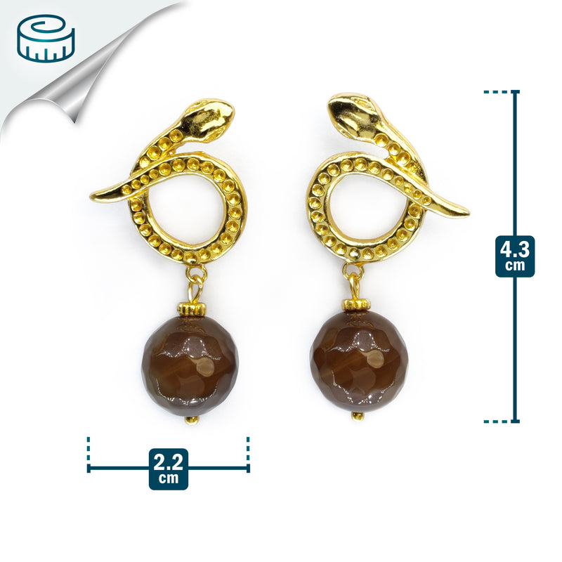 SERPENTIA EARRINGS - Handmade - 24K gold-plated - Agate