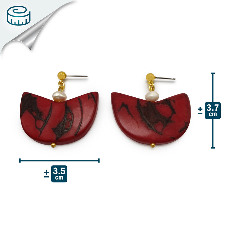 PALMA EARRINGS - Handmade - 24K gold-plated - Tagua (vegetable ivory), cultured pearls