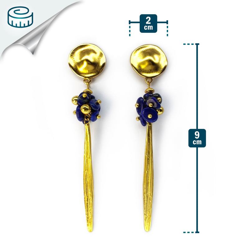 BRINCOS AZULI - Feitos à mão - Banhados a ouro de 24 quilates - Lápis-lazúli