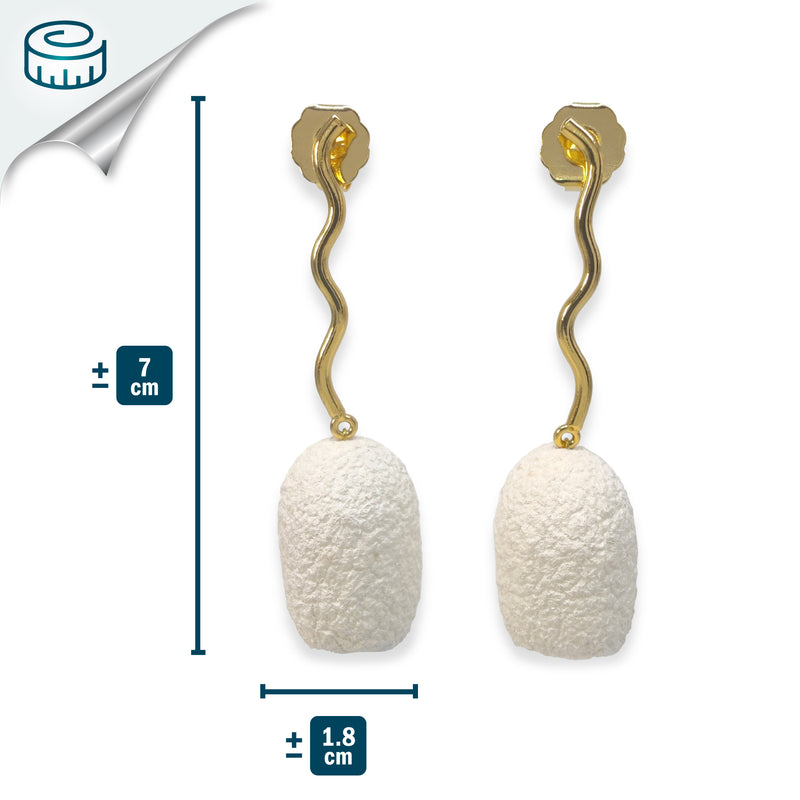 COCOON ECHO EARRINGS - Handmade - 24K gold-plated - Silk cocoons
