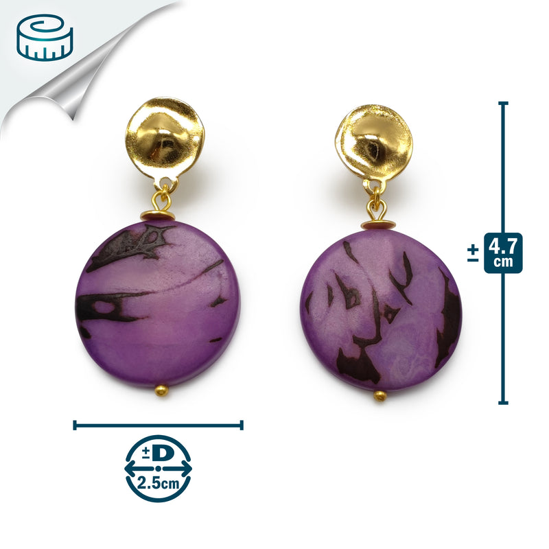 SOLISE EARRINGS - Handmade - 24K gold-plated - Tagua (vegetable ivory)