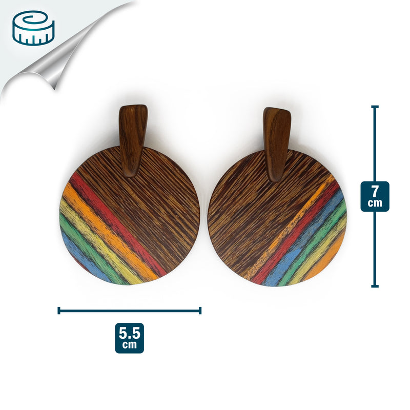 WOODIE SOL EARRINGS - Handmade - Plywood (3 crossed-laid layers of wood veneer)