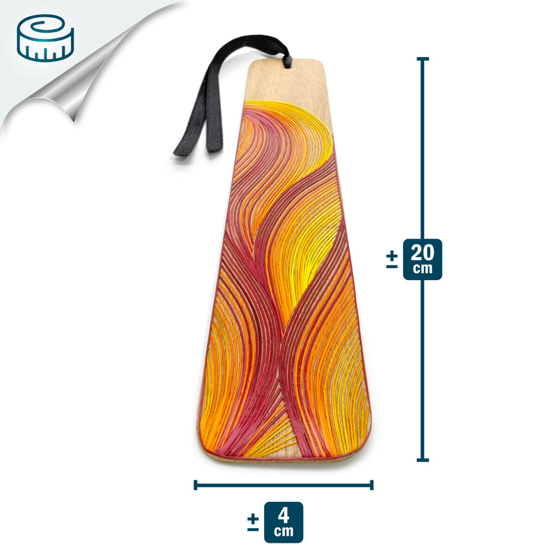 FIRE BOOKMARK - THE FOUR ELEMENTS COLLECTION - Tamo art - Light wood decorated with wheat and barley stalks (straw marquetry)