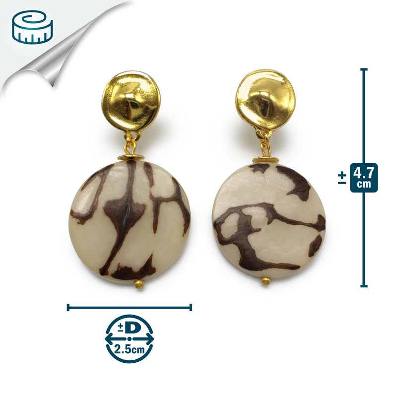 SOLISE EARRINGS - Handmade - 24K gold-plated - Tagua (vegetable ivory)