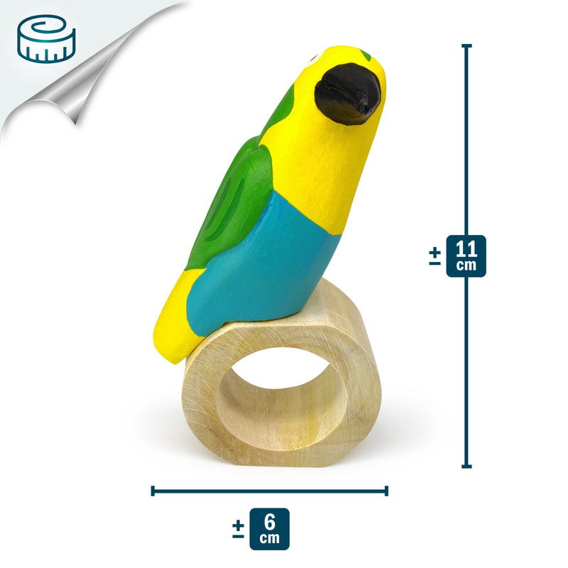 ROND DE SERVIETTE DÉCORATIF - Tangara multicolore - Bois sculpté et peint à la main