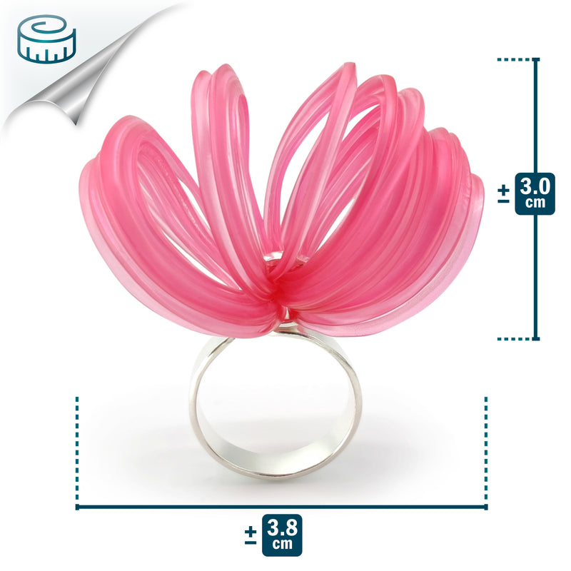 ECOBLOOM RING - Handmade - Adjustable - Sterling silver 925 - Recycled bottle cap plastic liners