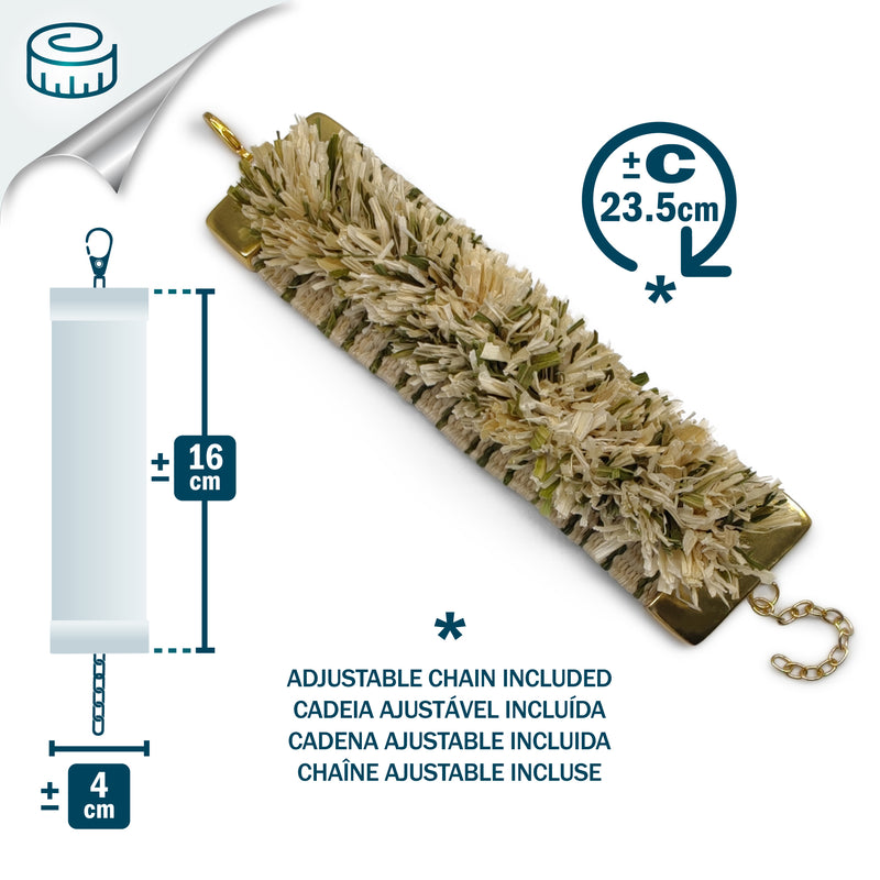 BRACELET MAÏZA - Fabrication artisanale - Doré à l'or fin 24 carats - Feuilles de maïs