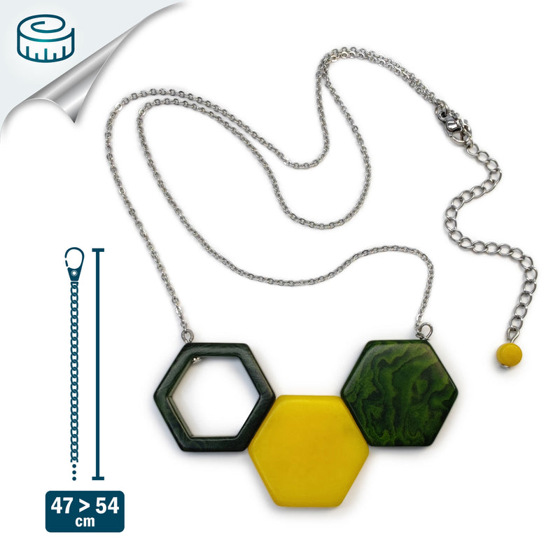 TRIPTYCH NECKLACE - Handmade - Stainless steel - Tagua (vegetable ivory)