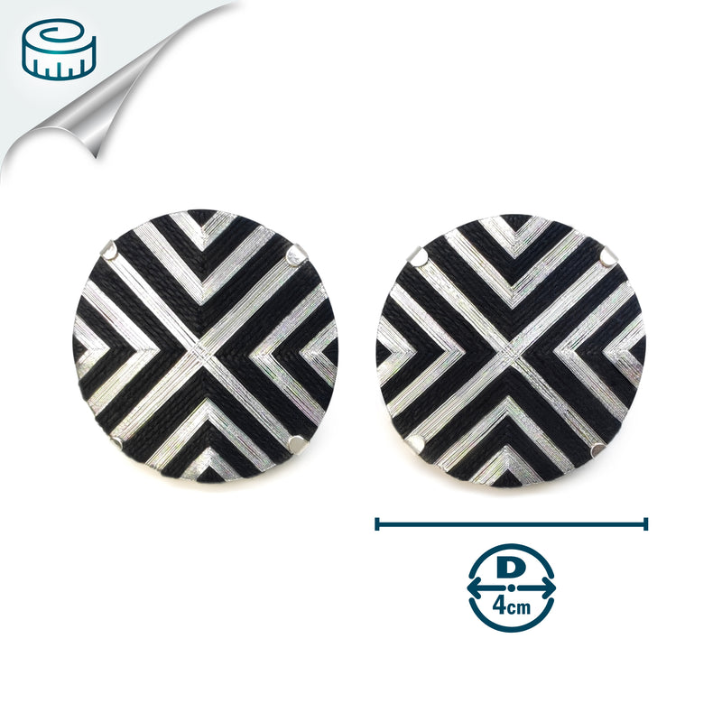 FILUM EARRINGS - Handmade - 925 sterling silver - Woven threads on wood