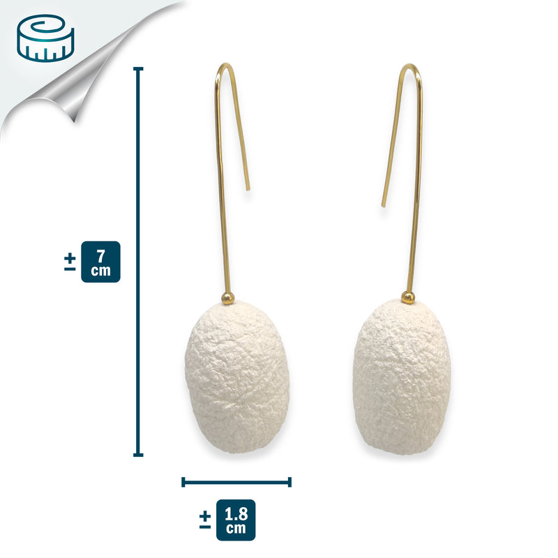 COCOON CLASSIC EARRINGS - Handmade - 24K gold-plated - Silk cocoons