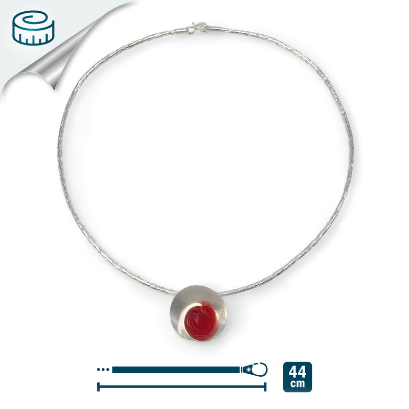 COLLIER ECOSENS - Fabrication artisanale - Argent fin 999 & argent sterling 925 - Plastique recyclé issu des joints intérieurs des capsules de bouteilles