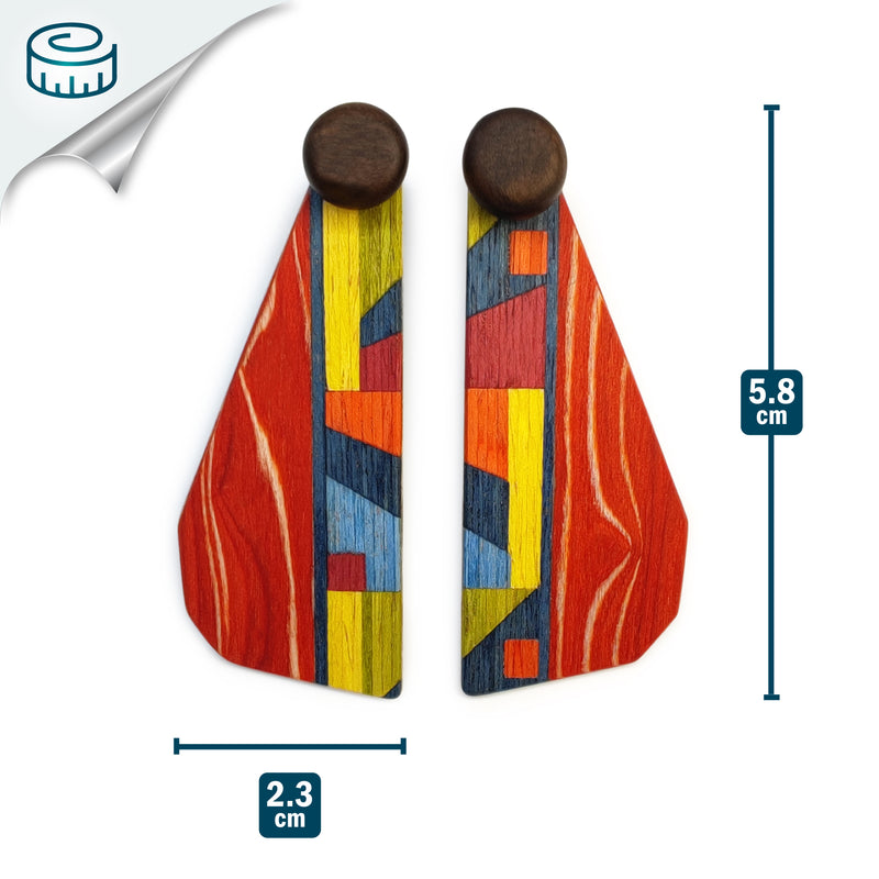 WOODIE TRIO EARRINGS - Handmade - Reversible - Plywood (3 crossed-laid layers of wood veneer)