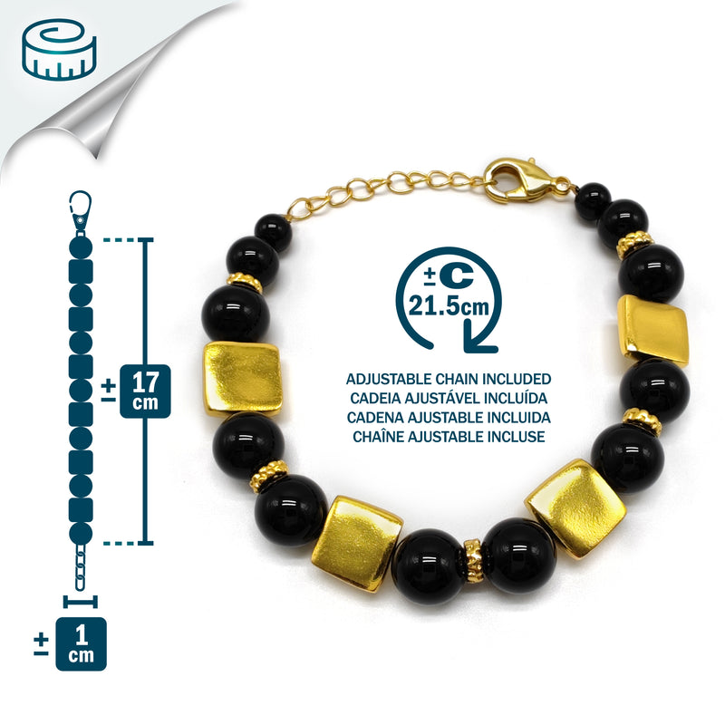 QUIMBAYA BRACELET - Handmade - 24K gold-plated - Onyx