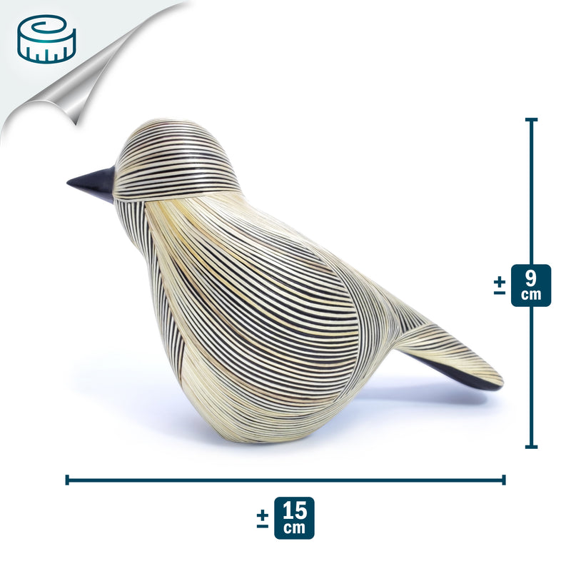 ANDEAN DECORATIVE BIRD - Tamo art - Wood decorated with wheat and barley stalks (straw marquetry)