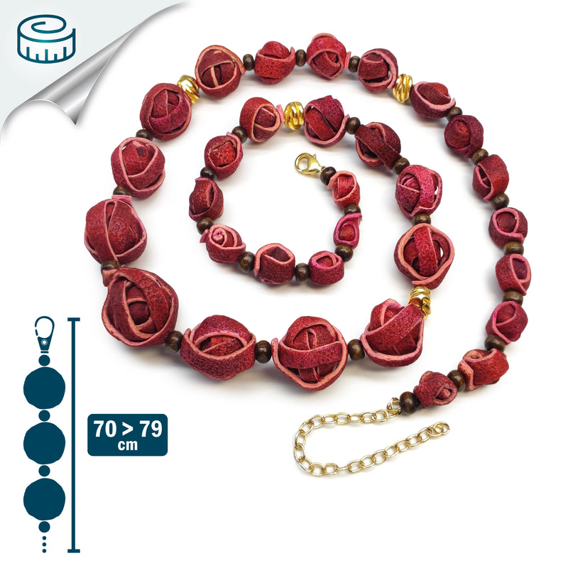 NARANJITA NECKLACE - Handmade - 24K gold-plated - Dyed orange peels, wooden beads