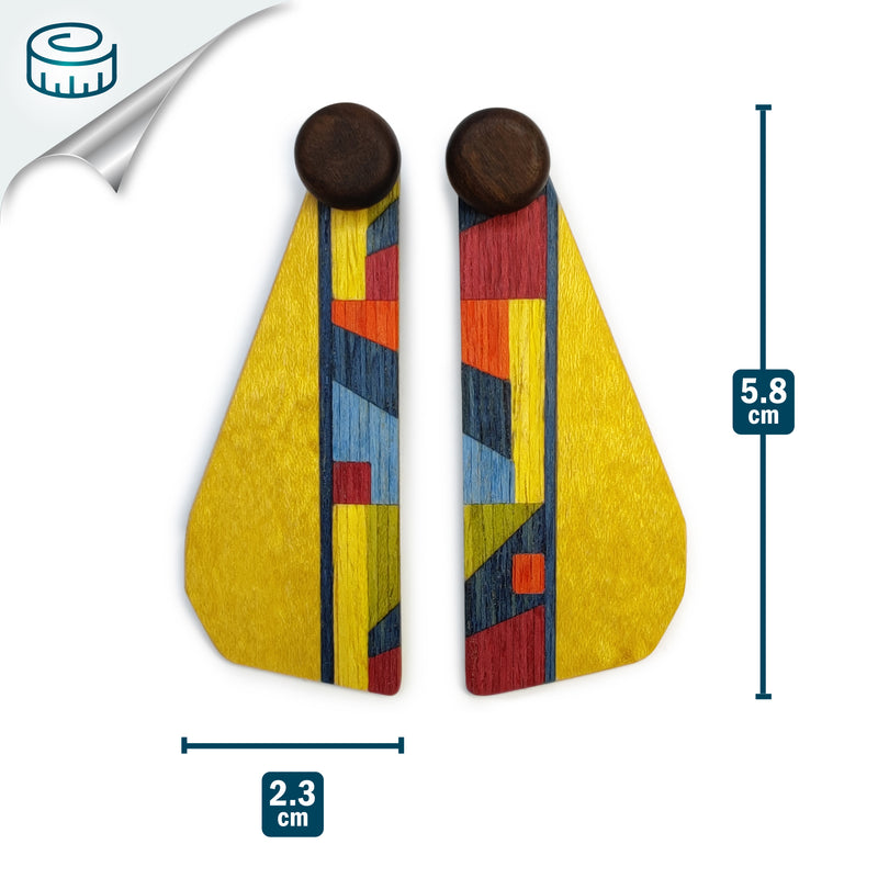 WOODIE TRIO EARRINGS - Handmade - Reversible - Plywood (3 crossed-laid layers of wood veneer)